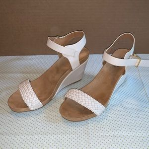 Qupid Cream Wedge with Braided Strap